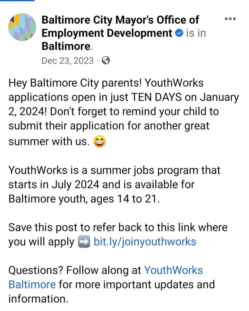 Summer Jobs -  Youth Works Applications Now Open.. Apply Today!